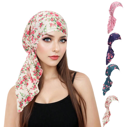Turban Femme Doux – Bonnet Hijab Pré-Noué Imprimé Toutes Saisons