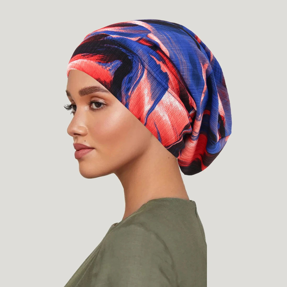 Turban Hijab Imprimé Bohème – Bonnet Foulard Musulmane Femme