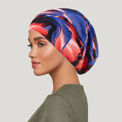 Turban Hijab Imprimé Bohème – Bonnet Foulard Musulmane Femme