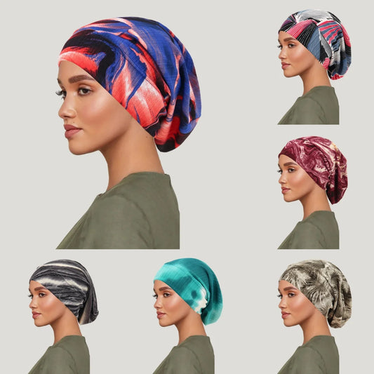Turban Hijab Imprimé Bohème – Bonnet Foulard Musulmane Femme