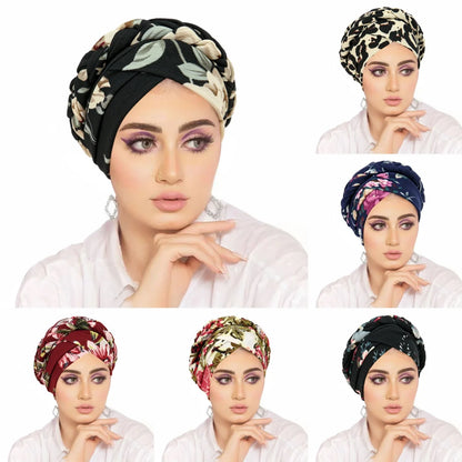 Turban Hijab Imprimé – Bonnet Foulard Musulmane Femme Toutes Saisons
