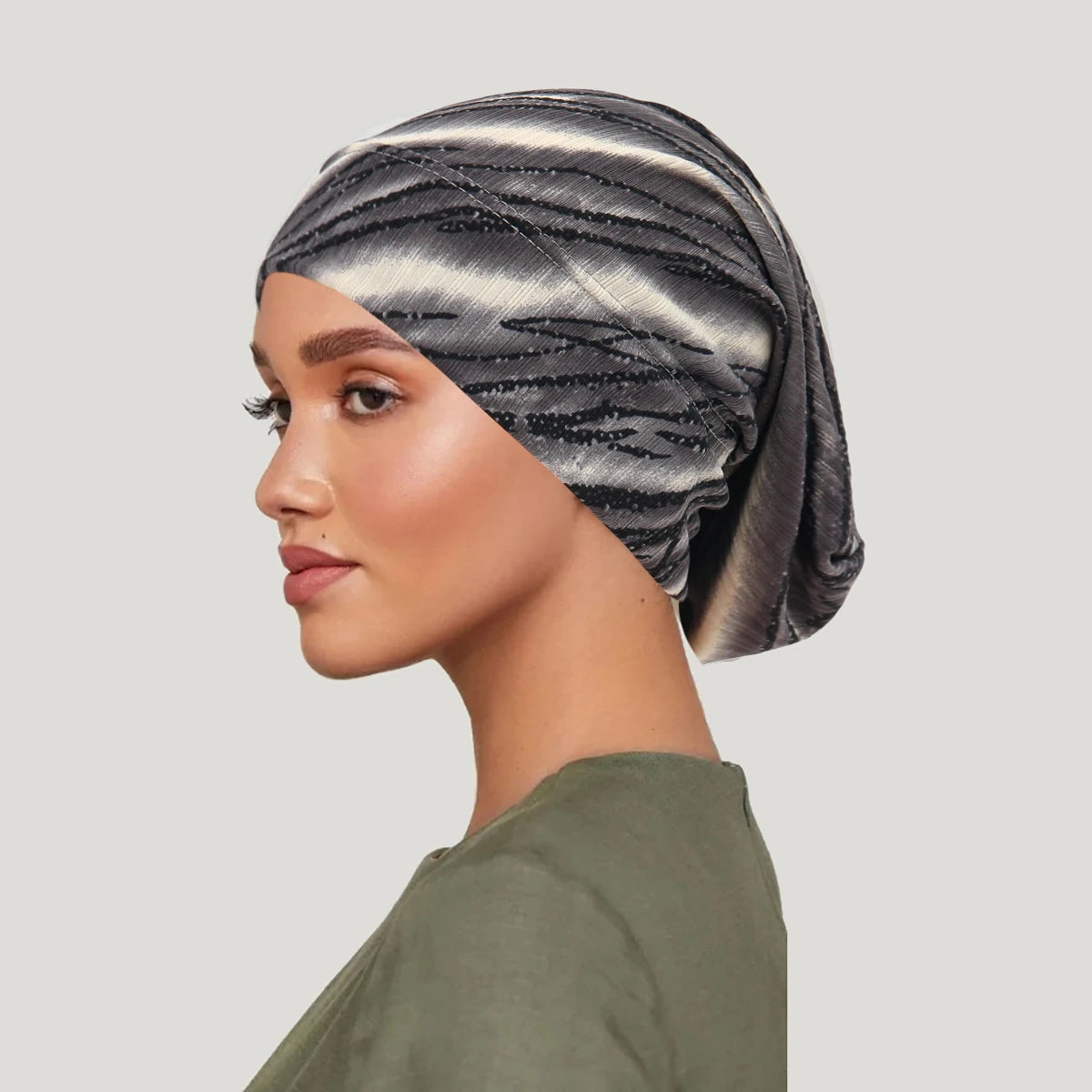 Turban Hijab Imprimé Bohème – Bonnet Foulard Musulmane Femme
