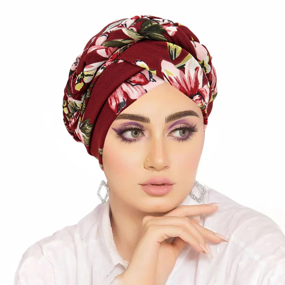Turban Hijab Imprimé – Bonnet Foulard Musulmane Femme Toutes Saisons