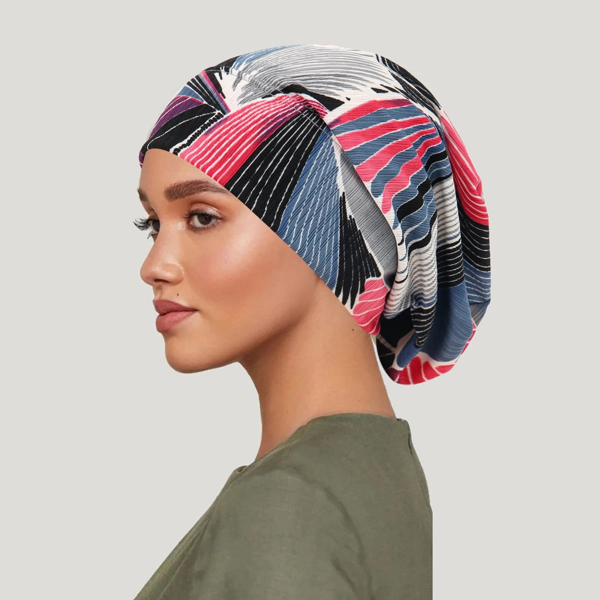 Turban Hijab Imprimé Bohème – Bonnet Foulard Musulmane Femme