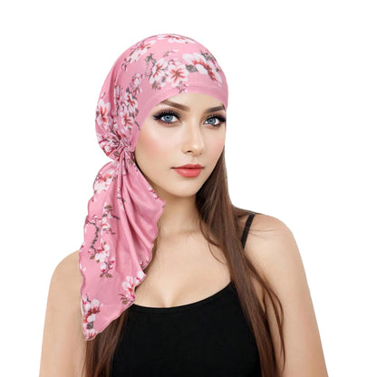 Turban Femme Doux – Bonnet Hijab Pré-Noué Imprimé Toutes Saisons