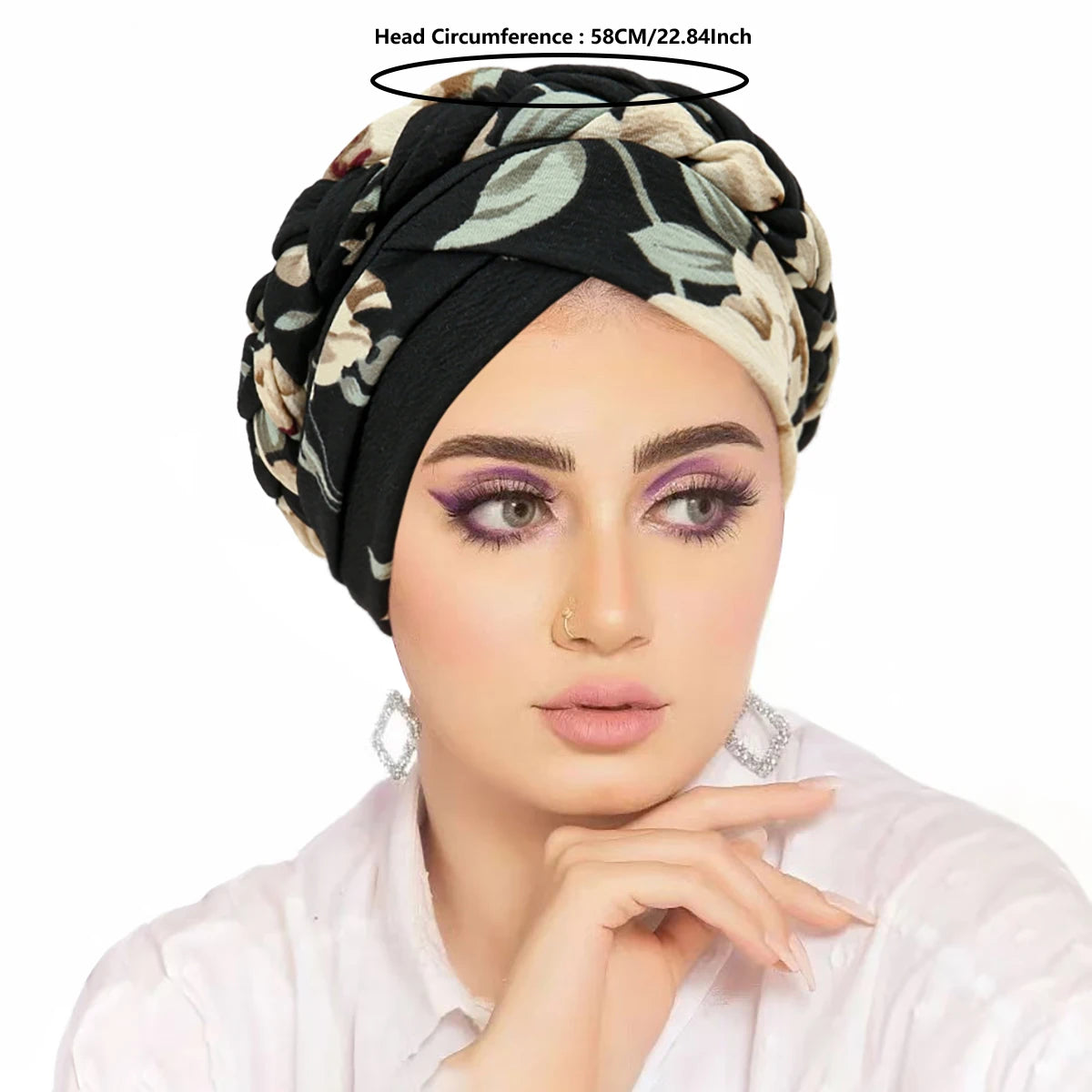 Turban Hijab Imprimé – Bonnet Foulard Musulmane Femme Toutes Saisons